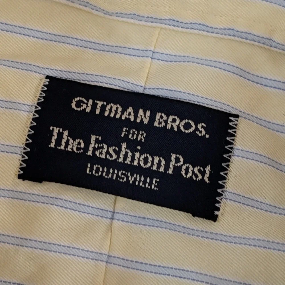 Gitman Bros Button Down Shirt‎ Mens 16 34 Yellow Blue Striped Long Sleeve